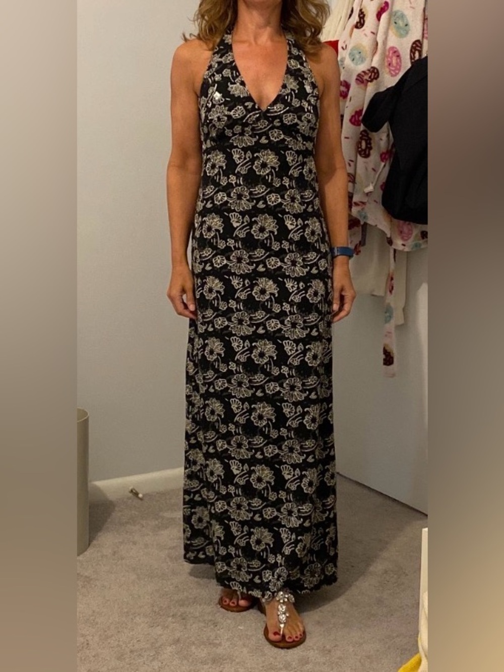 Laundry By Shelli Segal Black and White Halter Maxi Dress